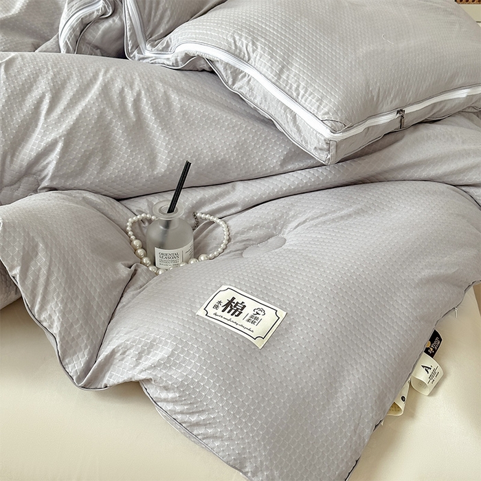 91家纺网 家纺一手货源 找家纺 蓝雀翎 2025新款针织棉华夫格大豆被子母被被子被芯（添加微信要买家秀） 浅灰色