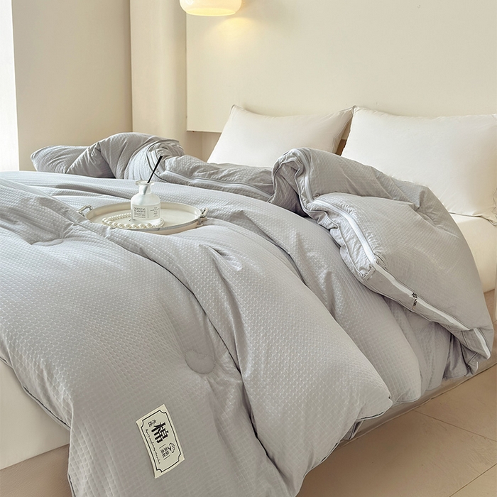 91家纺网 家纺一手货源 找家纺 蓝雀翎 2025新款针织棉华夫格大豆被子母被被子被芯（添加微信要买家秀） 浅灰色
