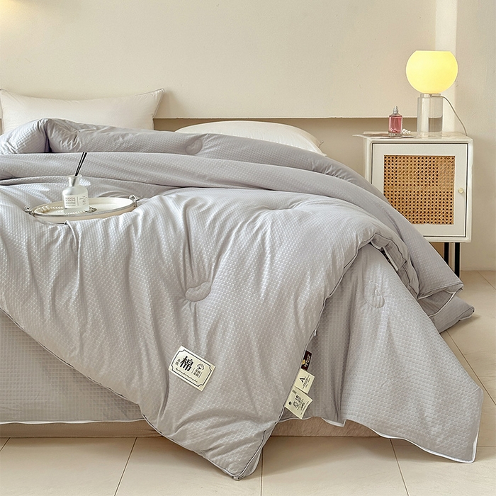 91家纺网 家纺一手货源 找家纺 蓝雀翎 2025新款针织棉华夫格大豆被子母被被子被芯（添加微信要买家秀） 浅灰色