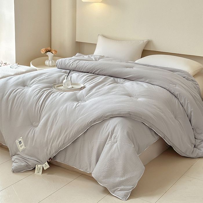 91家纺网 家纺一手货源 找家纺 蓝雀翎 2025新款针织棉华夫格大豆被子母被被子被芯（添加微信要买家秀） 浅灰色