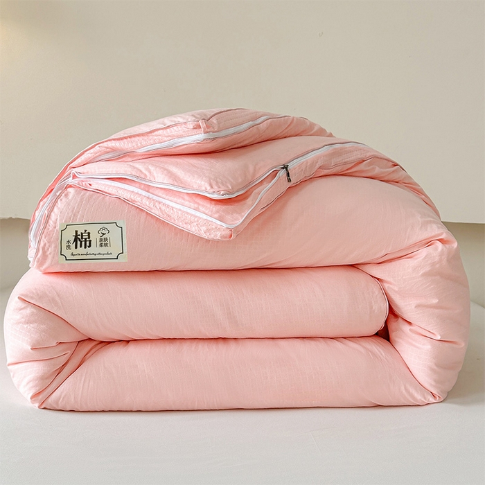 91家纺网 家纺一手货源 找家纺 蓝雀翎 2025新款针织棉华夫格大豆被子母被被子被芯（添加微信要买家秀） 少女粉