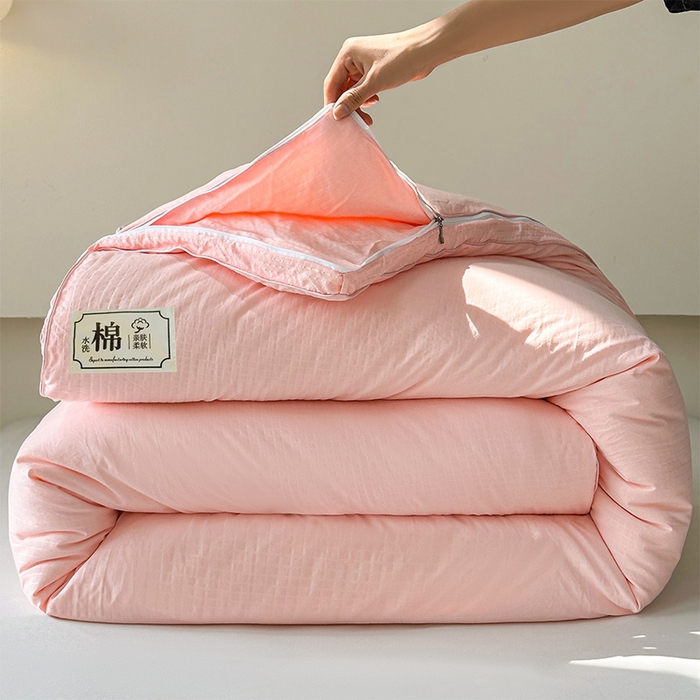 91家纺网 家纺一手货源 找家纺 蓝雀翎 2025新款针织棉华夫格大豆被子母被被子被芯（添加微信要买家秀） 少女粉