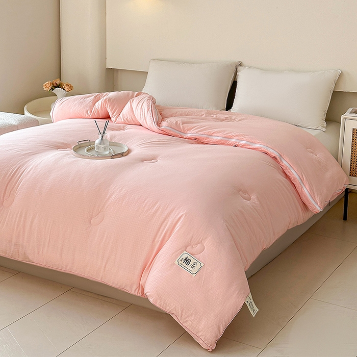 91家纺网 家纺一手货源 找家纺 蓝雀翎 2025新款针织棉华夫格大豆被子母被被子被芯（添加微信要买家秀） 少女粉