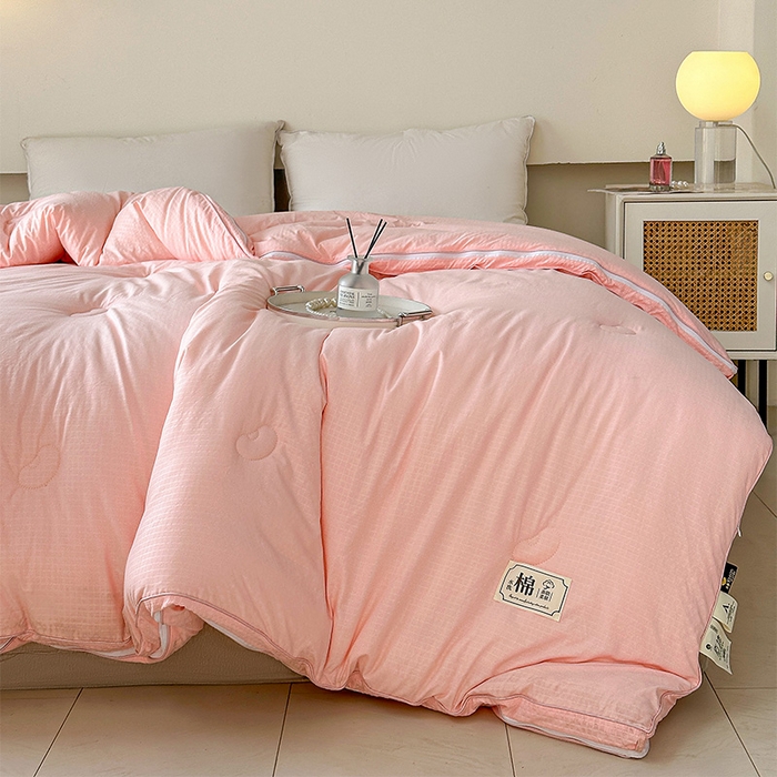 91家纺网 家纺一手货源 找家纺 蓝雀翎 2025新款针织棉华夫格大豆被子母被被子被芯（添加微信要买家秀） 少女粉