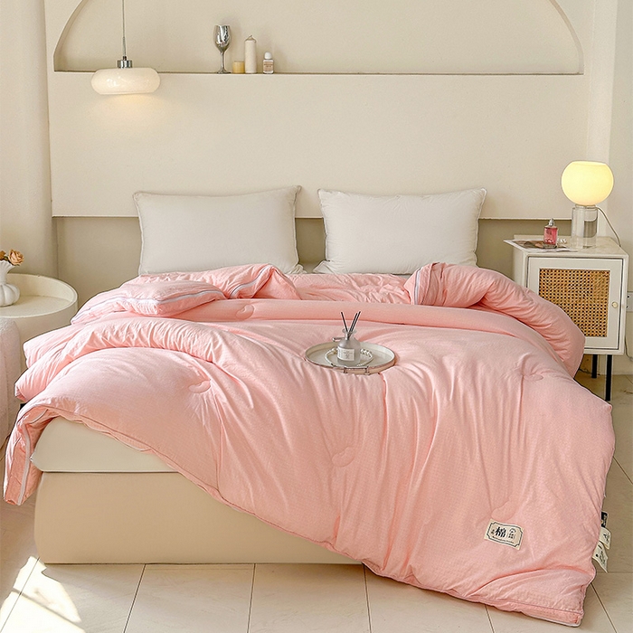 91家纺网 家纺一手货源 找家纺 蓝雀翎 2025新款针织棉华夫格大豆被子母被被子被芯（添加微信要买家秀） 少女粉