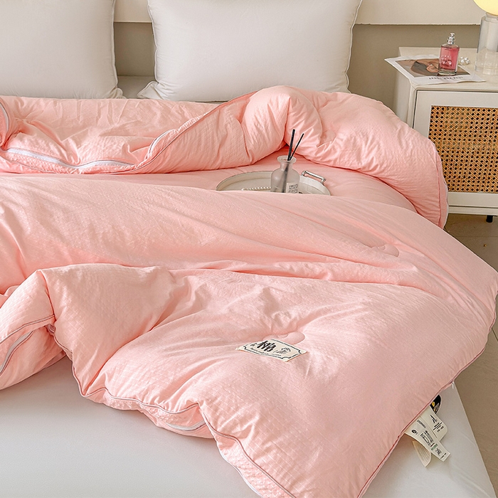 91家纺网 家纺一手货源 找家纺 蓝雀翎 2025新款针织棉华夫格大豆被子母被被子被芯（添加微信要买家秀） 少女粉