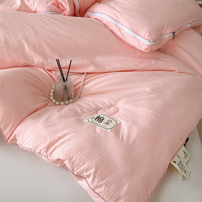 91家纺网 家纺一手货源 找家纺 蓝雀翎 2025新款针织棉华夫格大豆被子母被被子被芯（添加微信要买家秀） 少女粉