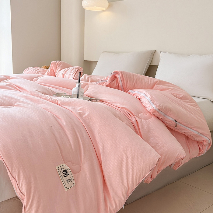 91家纺网 家纺一手货源 找家纺 蓝雀翎 2025新款针织棉华夫格大豆被子母被被子被芯（添加微信要买家秀） 少女粉