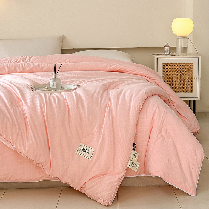 91家纺网 家纺一手货源 找家纺 蓝雀翎 2025新款针织棉华夫格大豆被子母被被子被芯（添加微信要买家秀） 少女粉