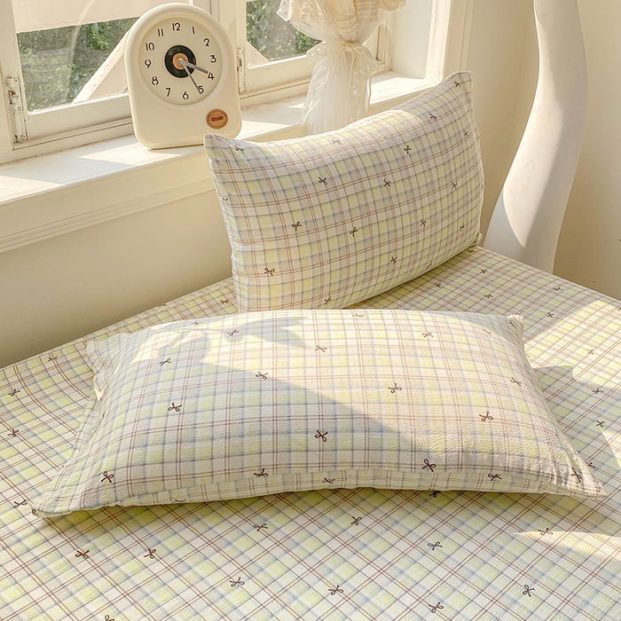 91家纺网 家纺一手货源 找家纺 眠势力 2025新款云感双层纱枕套ins奶油风云感超柔枕头套 格调蝴蝶结