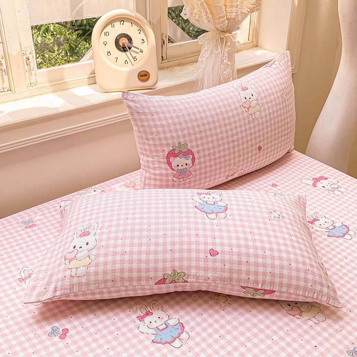 91家纺网 家纺一手货源 找家纺 眠势力 2025新款云感双层纱枕套ins奶油风云感超柔枕头套 乖乖兔