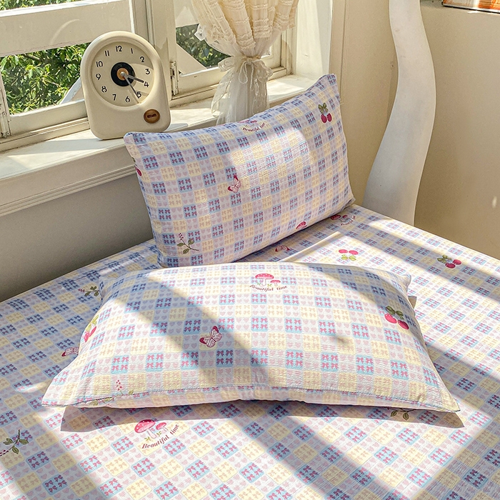 91家纺网 家纺一手货源 找家纺 眠势力 2025新款云感双层纱枕套ins奶油风云感超柔枕头套 甜樱蜜语