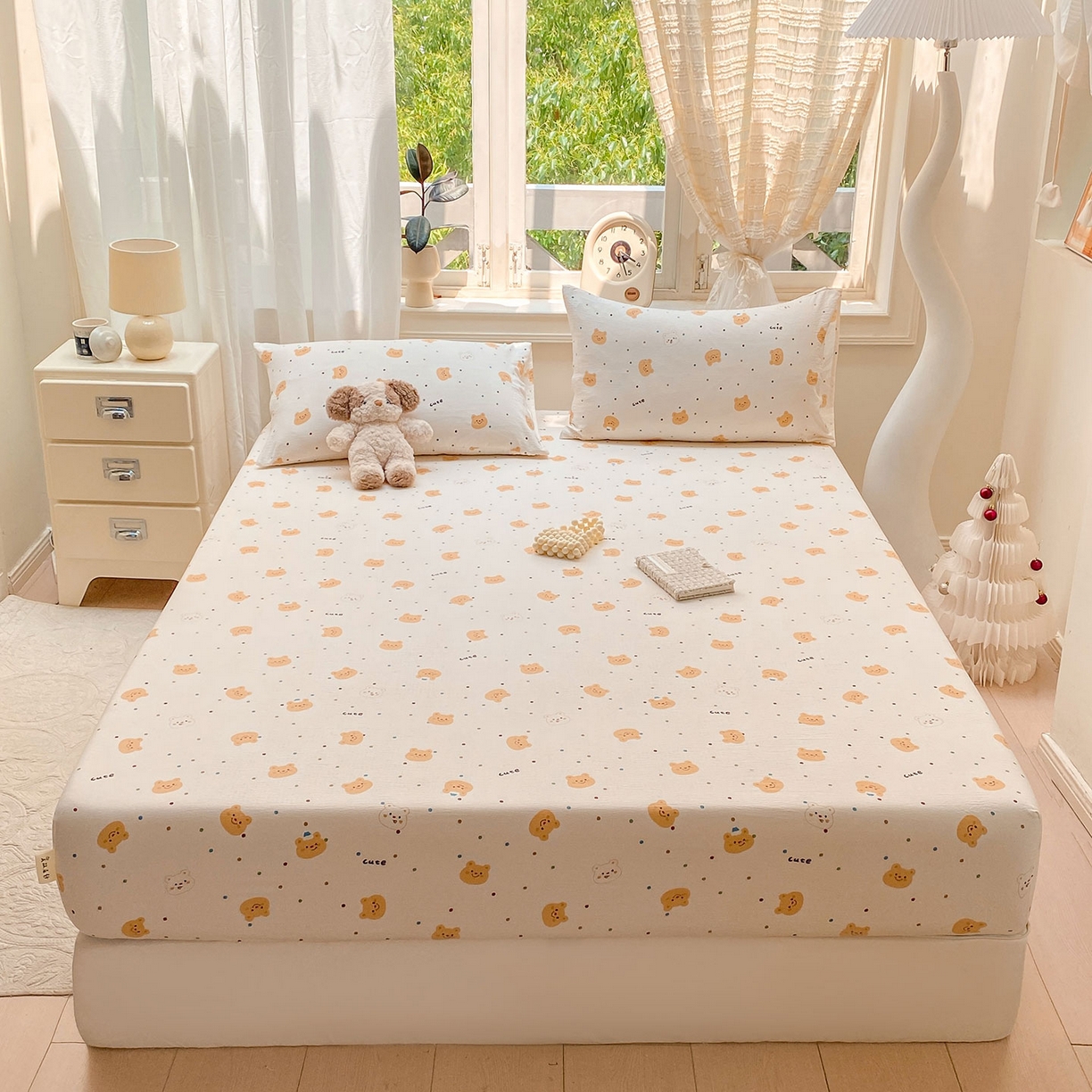 91家纺网 家纺一手货源 找家纺 （总）眠势力 2025新款云感双层纱四件套床单款床笠款ins奶油风云感超柔