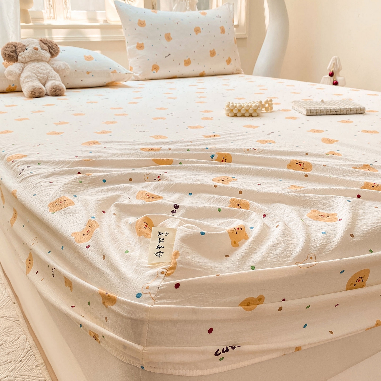 91家纺网 家纺一手货源 找家纺 （总）眠势力 2025新款云感双层纱四件套床单款床笠款ins奶油风云感超柔