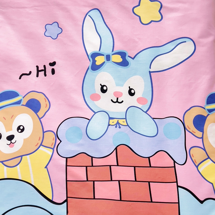 91家纺网 家纺一手货源 找家纺 2025年新款幼儿园全棉被子三件套宝宝入园纯棉六件套被褥午睡被套呆萌小兔