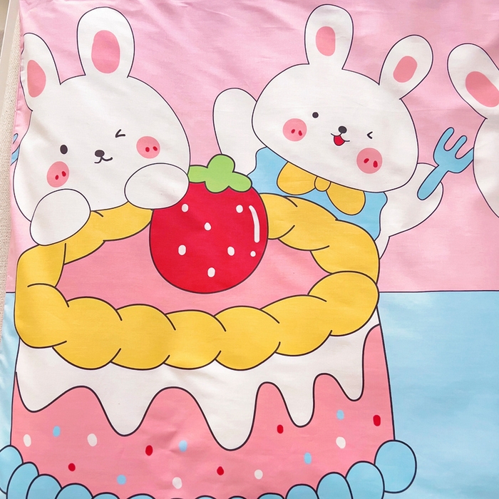 91家纺网 家纺一手货源 找家纺 2025年新款幼儿园全棉被子三件套宝宝入园纯棉六件套被褥午睡被套蛋糕兔子