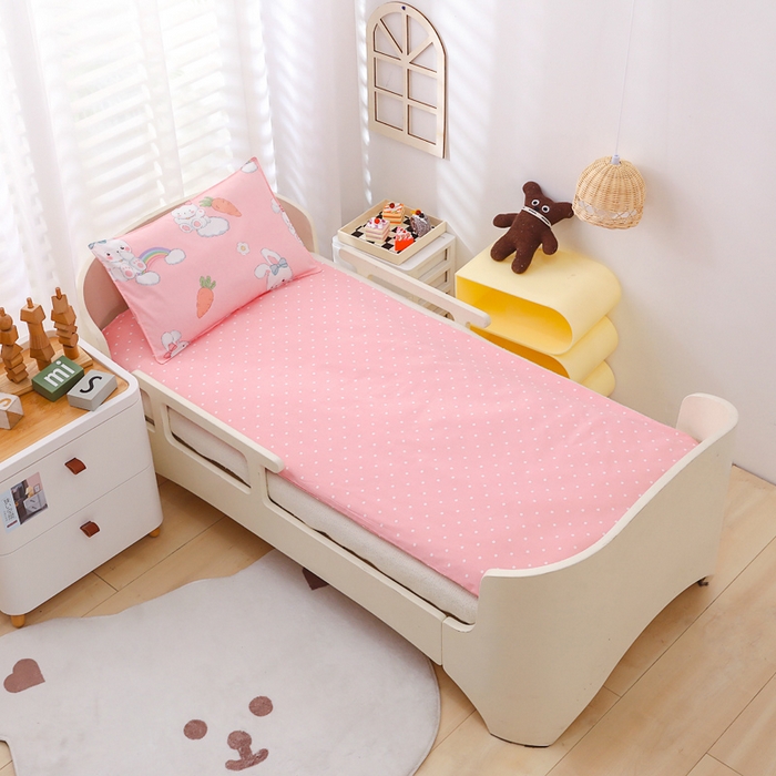 91家纺网 家纺一手货源 找家纺 2025年新款幼儿园全棉被子三件套宝宝入园纯棉六件套被褥午睡被套菲菲兔-粉