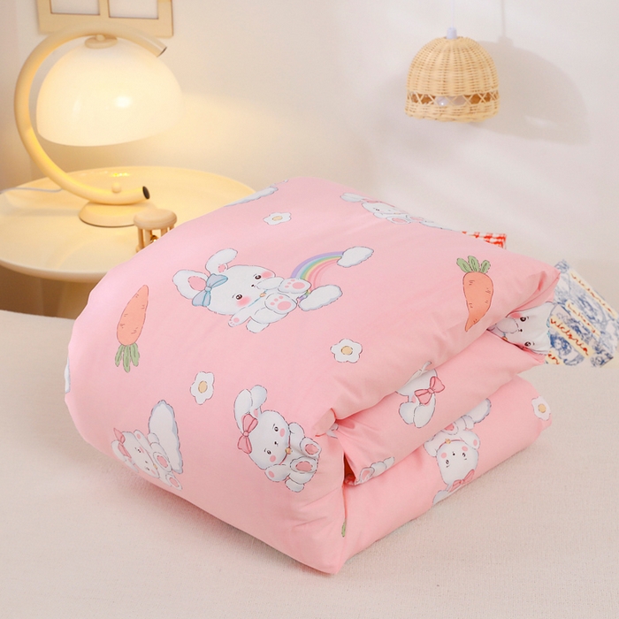 91家纺网 家纺一手货源 找家纺 2025年新款幼儿园全棉被子三件套宝宝入园纯棉六件套被褥午睡被套菲菲兔-粉