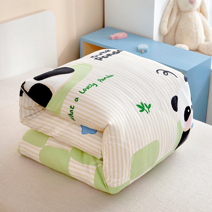 91家纺网 家纺一手货源 找家纺 2025年新款幼儿园全棉被子三件套宝宝入园纯棉六件套被褥午睡被套格子熊猫