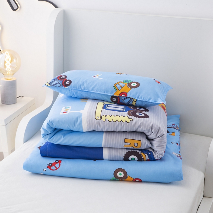 91家纺网 家纺一手货源 找家纺 2025年新款幼儿园全棉被子三件套宝宝入园纯棉六件套被褥午睡被套工程车