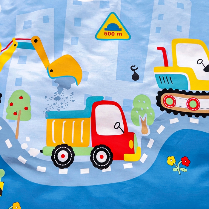 91家纺网 家纺一手货源 找家纺 2025年新款幼儿园全棉被子三件套宝宝入园纯棉六件套被褥午睡被套工程挖土机