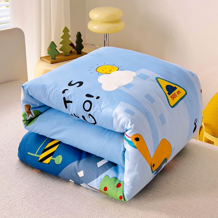 91家纺网 家纺一手货源 找家纺 2025年新款幼儿园全棉被子三件套宝宝入园纯棉六件套被褥午睡被套工程挖土机