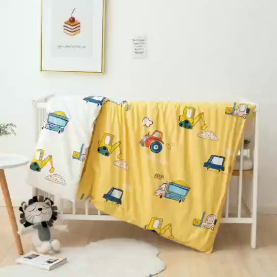 91家纺网 家纺一手货源 找家纺 2025年新款幼儿园全棉被子三件套宝宝入园纯棉六件套被褥午睡被套工程小分队