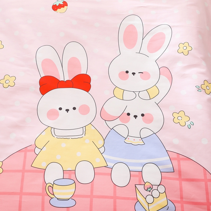 91家纺网 家纺一手货源 找家纺 2025年新款幼儿园全棉被子三件套宝宝入园纯棉六件套被褥午睡被套乖乖兔