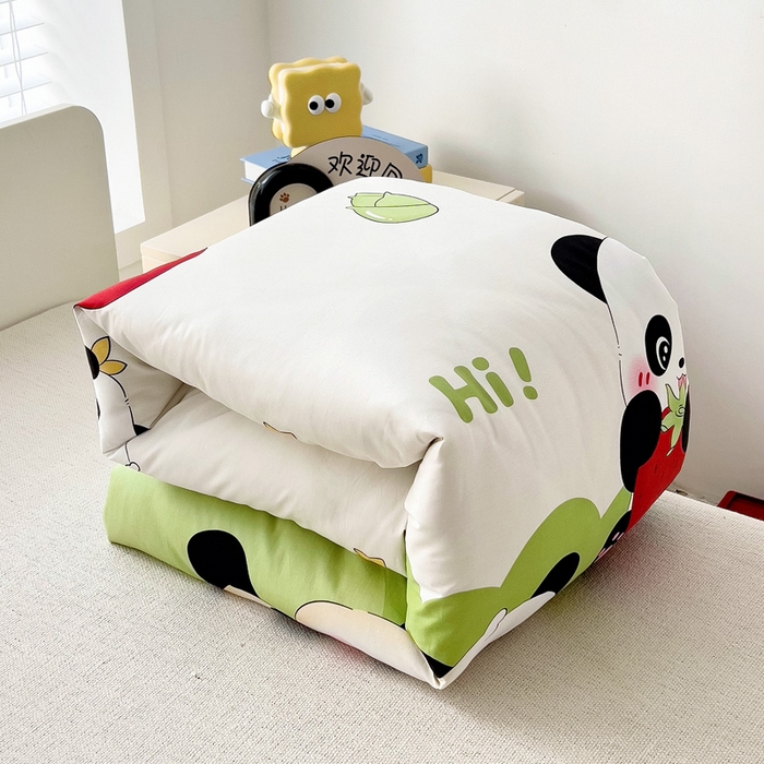 91家纺网 家纺一手货源 找家纺 2025年新款幼儿园全棉被子三件套宝宝入园纯棉六件套被褥午睡被套哈喽熊猫