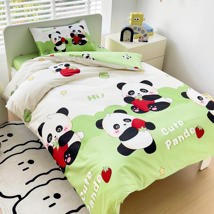 91家纺网 家纺一手货源 找家纺 2025年新款幼儿园全棉被子三件套宝宝入园纯棉六件套被褥午睡被套哈喽熊猫