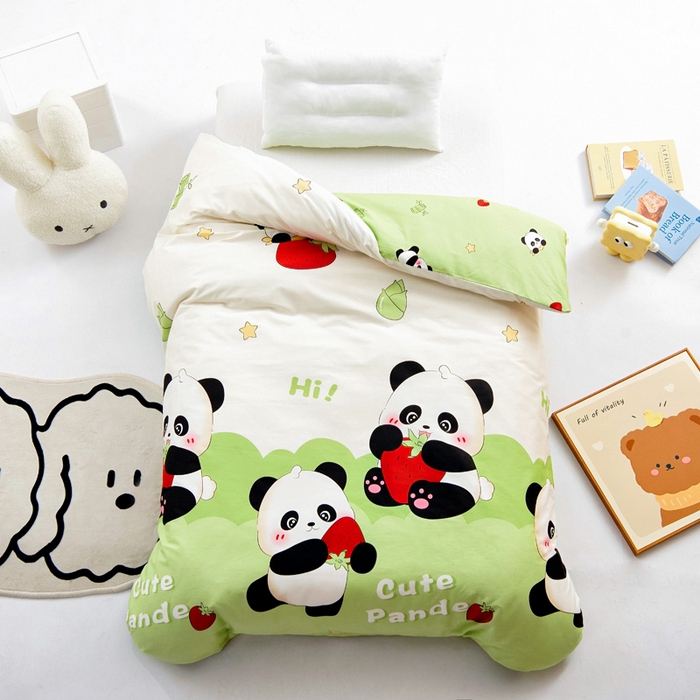 91家纺网 家纺一手货源 找家纺 2025年新款幼儿园全棉被子三件套宝宝入园纯棉六件套被褥午睡被套哈喽熊猫