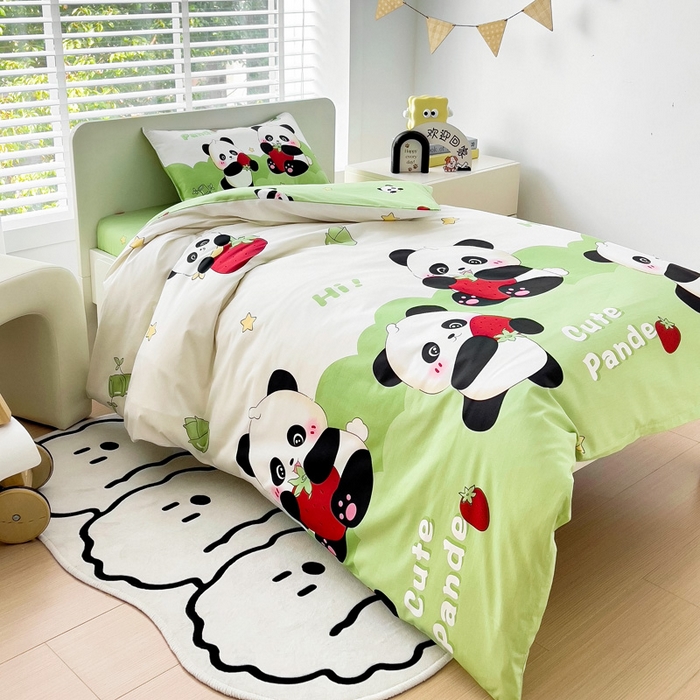 91家纺网 家纺一手货源 找家纺 2025年新款幼儿园全棉被子三件套宝宝入园纯棉六件套被褥午睡被套哈喽熊猫