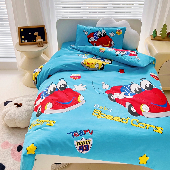 91家纺网 家纺一手货源 找家纺 2025年新款幼儿园全棉被子三件套宝宝入园纯棉六件套被褥午睡被套卡通汽车