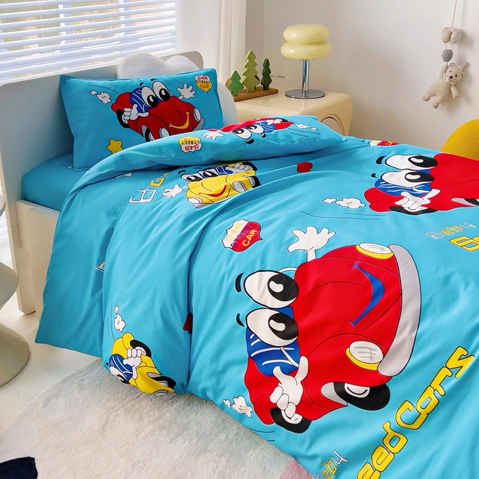 91家纺网 家纺一手货源 找家纺 2025年新款幼儿园全棉被子三件套宝宝入园纯棉六件套被褥午睡被套卡通汽车