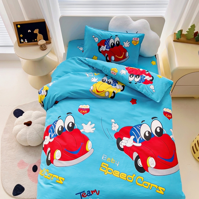 91家纺网 家纺一手货源 找家纺 2025年新款幼儿园全棉被子三件套宝宝入园纯棉六件套被褥午睡被套卡通汽车