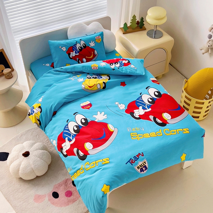 91家纺网 家纺一手货源 找家纺 2025年新款幼儿园全棉被子三件套宝宝入园纯棉六件套被褥午睡被套卡通汽车