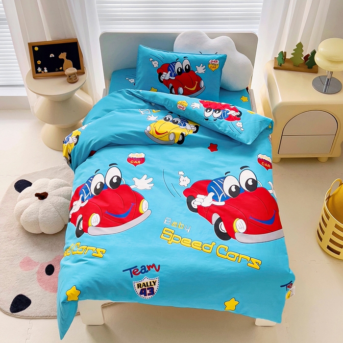 91家纺网 家纺一手货源 找家纺 2025年新款幼儿园全棉被子三件套宝宝入园纯棉六件套被褥午睡被套卡通汽车