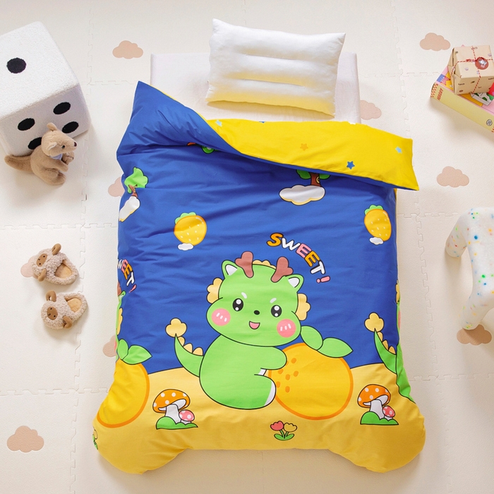 91家纺网 家纺一手货源 找家纺 2025年新款幼儿园全棉被子三件套宝宝入园纯棉六件套被褥午睡被套可爱恐龙