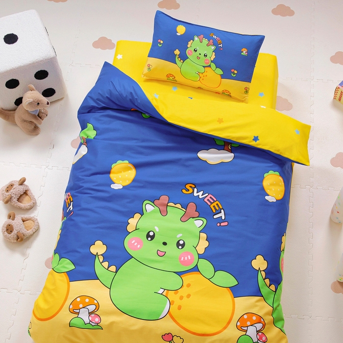 91家纺网 家纺一手货源 找家纺 2025年新款幼儿园全棉被子三件套宝宝入园纯棉六件套被褥午睡被套可爱恐龙