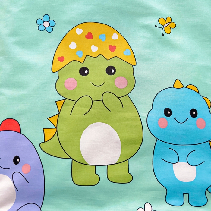 91家纺网 家纺一手货源 找家纺 2025年新款幼儿园全棉被子三件套宝宝入园纯棉六件套被褥午睡被套恐龙宝贝