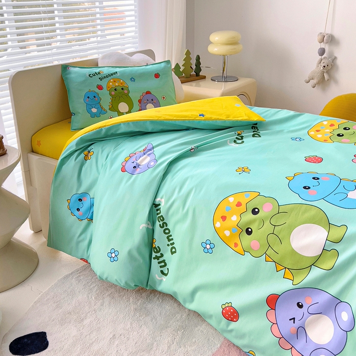 91家纺网 家纺一手货源 找家纺 2025年新款幼儿园全棉被子三件套宝宝入园纯棉六件套被褥午睡被套恐龙宝贝