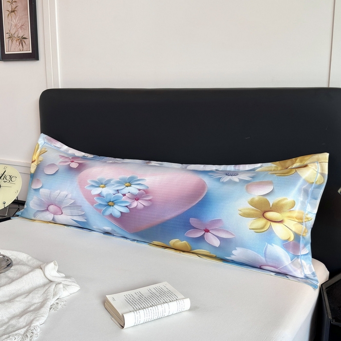 91家纺网 家纺一手货源 找家纺 云玲时尚 2025新款凉感高密冰丝印花枕套单品枕套枕套单件双人枕+内芯 倾心