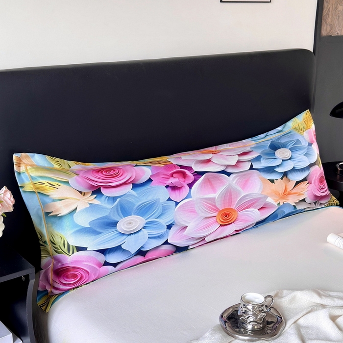 91家纺网 家纺一手货源 找家纺 云玲时尚 2025新款凉感高密冰丝印花枕套单品枕套枕套单件双人枕+内芯 茗畔