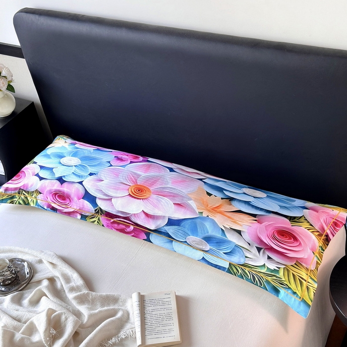 91家纺网 家纺一手货源 找家纺 云玲时尚 2025新款凉感高密冰丝印花枕套单品枕套枕套单件双人枕+内芯 茗畔