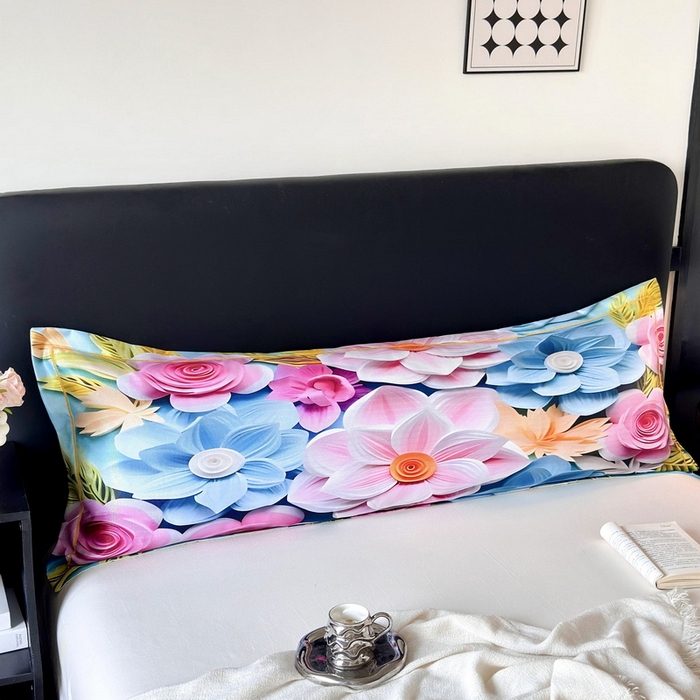 91家纺网 家纺一手货源 找家纺 云玲时尚 2025新款凉感高密冰丝印花枕套单品枕套枕套单件双人枕+内芯 茗畔