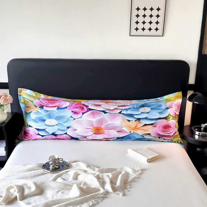 91家纺网 家纺一手货源 找家纺 云玲时尚 2025新款凉感高密冰丝印花枕套单品枕套枕套单件双人枕+内芯 茗畔