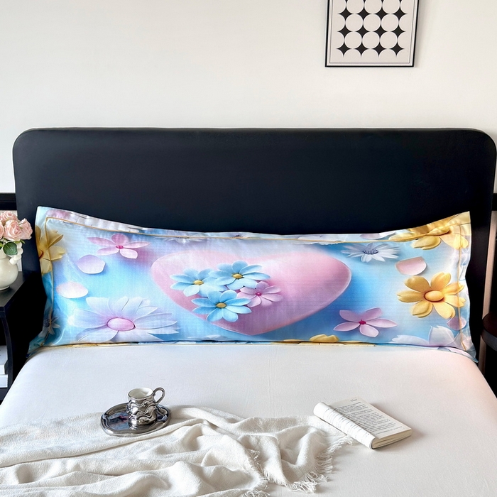 91家纺网 家纺一手货源 找家纺 云玲时尚 2025新款凉感高密冰丝印花枕套单品枕套枕套单件双人枕+内芯 倾心