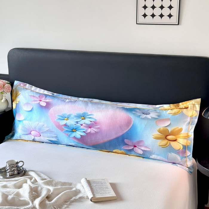 91家纺网 家纺一手货源 找家纺 云玲时尚 2025新款凉感高密冰丝印花枕套单品枕套枕套单件双人枕+内芯 倾心