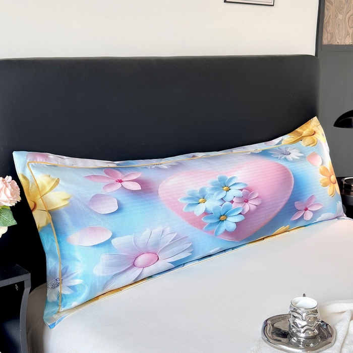 91家纺网 家纺一手货源 找家纺 云玲时尚 2025新款凉感高密冰丝印花枕套单品枕套枕套单件双人枕+内芯 倾心