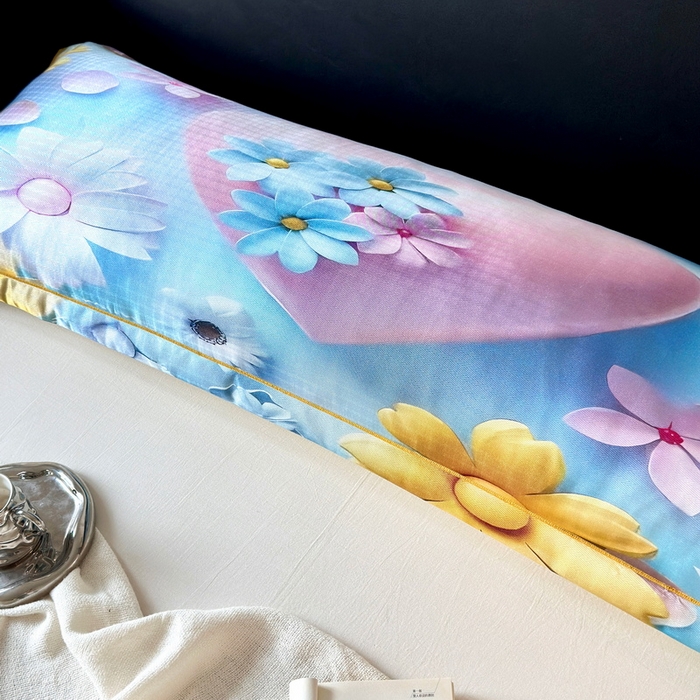 91家纺网 家纺一手货源 找家纺 云玲时尚 2025新款凉感高密冰丝印花枕套单品枕套枕套单件双人枕+内芯 倾心